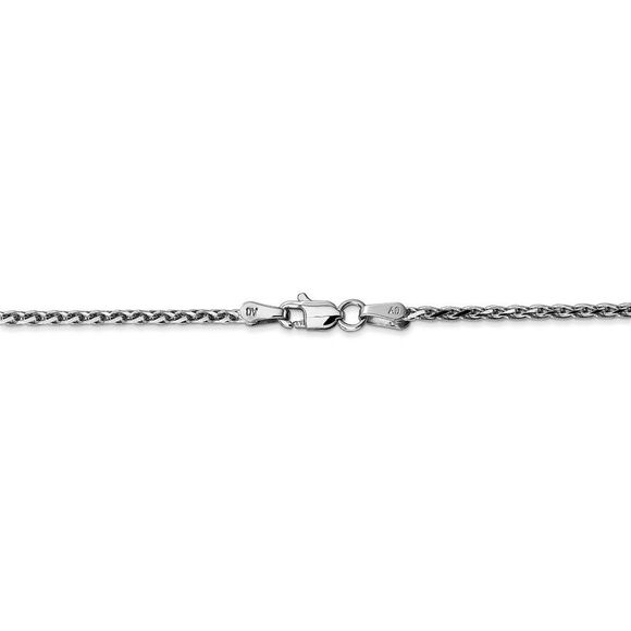 1.9mm, 14k White Gold, Solid D/C Round Wheat Chain Necklace, 24 Inch - Picture 4 of 8